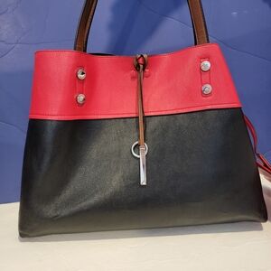 Cslvin KLEIN Stylish Red and Black Women's Handbag